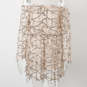 Kombinezon haljina otvorenih ramena sa šljokicama