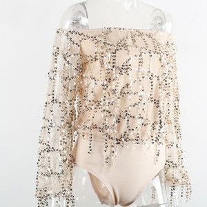 Off shoulder bodi sa šljokicama