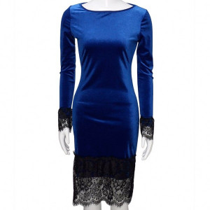 Baršunasta midi haljina s čipkom