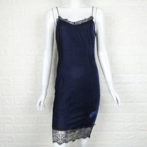 Midi cami baršunasta haljina s čipkom