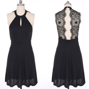 Mini haljina otvorenih leđa s čipkom