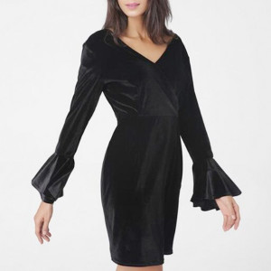 Baršunasta haljina zvono rukavi