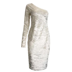 Mini baršunasta haljina na jedno rame