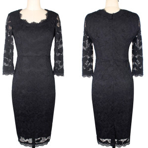 Luksuzna elegantna čipkana midi haljina