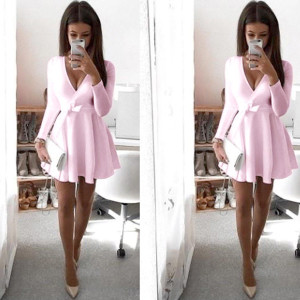 Mini zvono haljina s vezanje