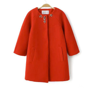 Damski kaput midi rukava s cirkonima