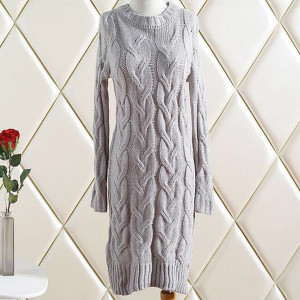 Mini pletena pulover haljina dugih rukava