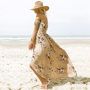 Maxi cvjetna haljina otvorenih ramena