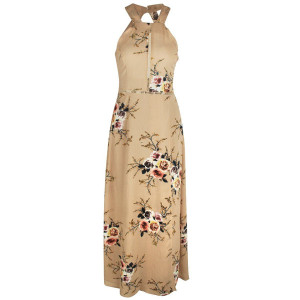 Maxi haljina na bretele s prorezom cvjetni uzorak