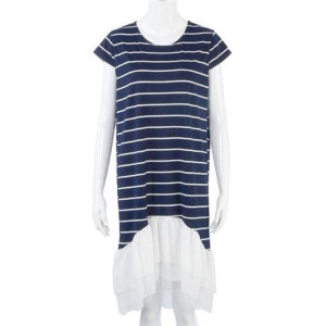 Midi casual prugasta haljina s volanom