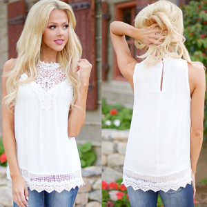 Casual čipkana bluza bez rukava