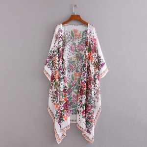 Asimetrični ljetni kimono kardigan cvjetnog uzorka