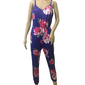 Cvjetni kombinezon na bretele s V izrezom