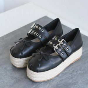 Platforma espadrile s dvobojnim vezicama