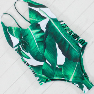 Push up jednodijelni kupaći kostim tropskog uzorka
