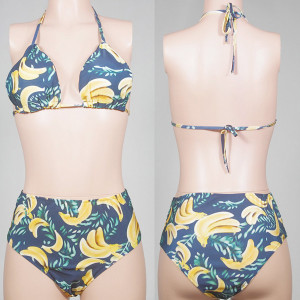 Pinup push up kupaći kostim banana uzorka s gaćicama povišenog struka