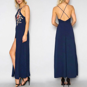 Maxi haljina ukriženih leđa s prorezom