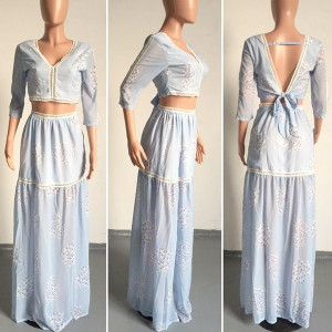 Maxi boho cvjetna haljina u dva dijela