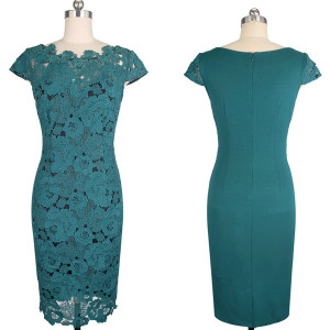 Midi večernja haljina od krupne čipke