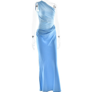 Elegantna duga haljina kombiniranog materijala 4 boje