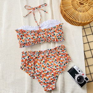 Cvjetni push up kupaći kostim povišenog struka s efektom oblikovanja trbuha