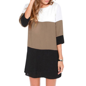 Mini trobojna šift haljina