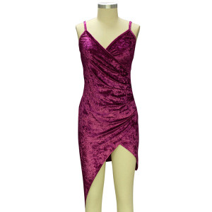 Asimetrična baršunasta party haljina