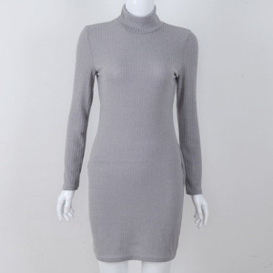 Mini dolčevita haljina rebraste teksture