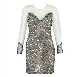 Večernja haljina transparentnog dijela sa šljokicama