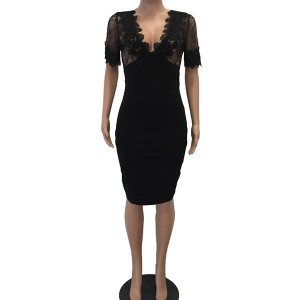 Midi pencil večernja čipkana bandage haljina