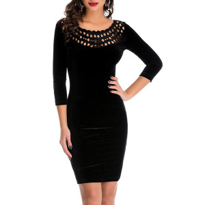 Elegantna baršunasta haljina olovka kroja