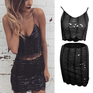 Mini haljina u dva dijela sa šljokicama