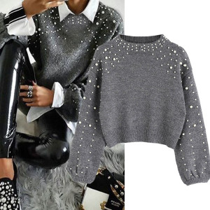 Kratki pulover s biserima