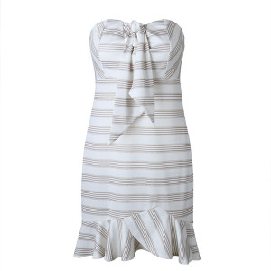 Mini prugasta haljina s mašnom sprijeda