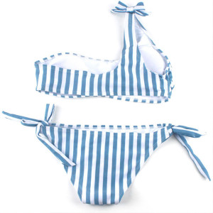 Dvodijelni push up prugasti kupaći kostim na jedno rame veličina standardni S