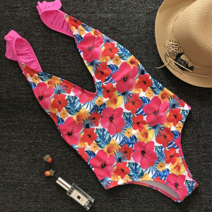 Jednodijelni push up kupaći kostim s volanima standardni S