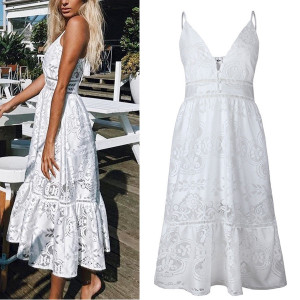 Midi čipkana haljina s dugmadi *limitirana kolekcija*