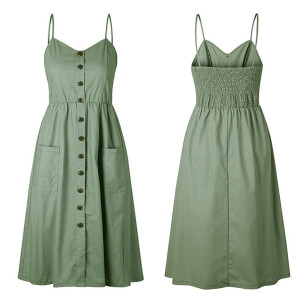 Safari zelena midi haljina s dugmadi veličina standardni S