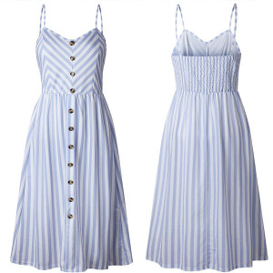 Midi prugasta haljina s gumbima veličina S (36)