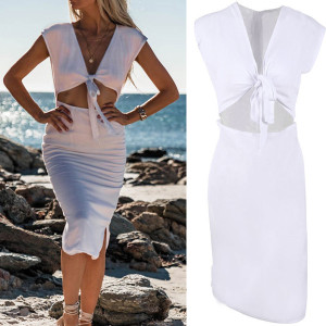 Midi haljina na vezanje sprijeda