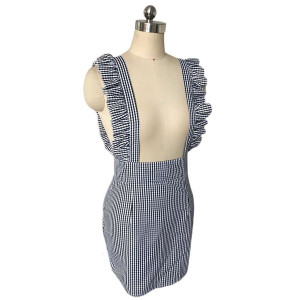 Mini kockasta haljina na tregere