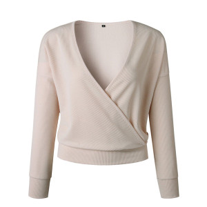 Rebrasta bluza dugih rukava na preklop