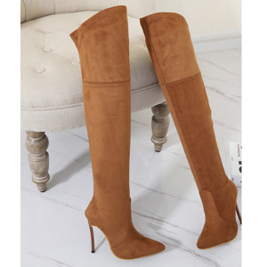 Visoke čizme iznad koljena izgleda brušene kože crna boja standardni EU 39