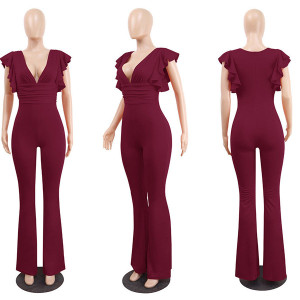 Kombinezon dubokog V izreza na volane