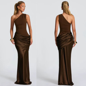 Duga Diana svečana haljina s nabranim satenom 2 boje