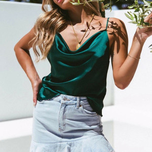 Kratki satenasti topić na bretele VELIČINA S