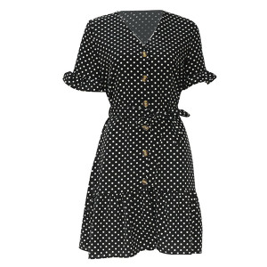 Mini točkasta haljina na volane i dugmad veličina XL