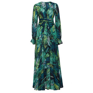 Duga haljina preklopnog izgleda tropskog uzorka *limitirana kolekcija* veličina M