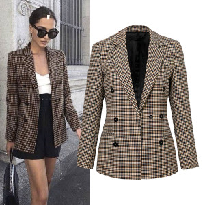 Karirani blazer srednje duljine standardni M