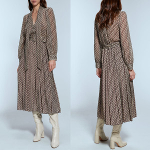 Midi haljina s mašnom i plisiranim donjim dijelom *limitirana kolekcija*